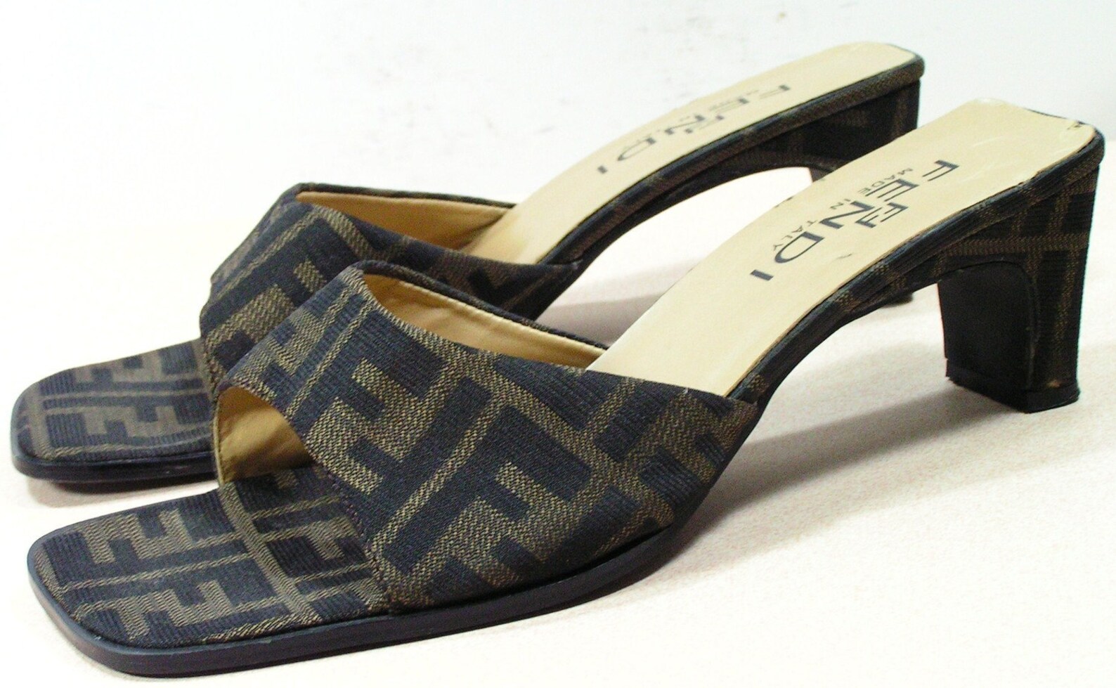 Vintage fendi shoes womens 11 sandals wedges high heel green Etsy