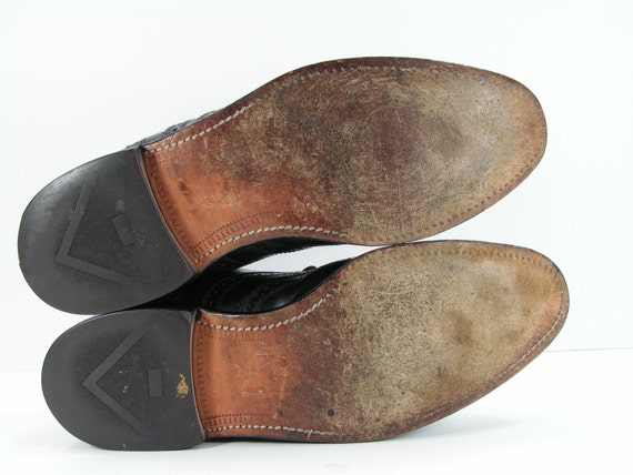 Allen Edmonds Wingtip Shoes Mens 9 B Black Lloyd Oxford Brogue Leather Vintage