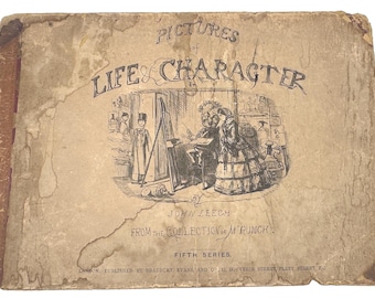 Antieke John Leech print leven en karakter punch Victoriaanse illustratie kunst 17 x 12 [E1]