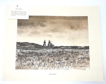 Russell R Waterhouse Western Print Sign Ahead Cowboys Desert Landscape Art 12x16 [E1]