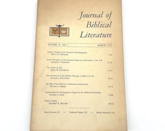1972 Journal of Biblical Literature Vol. 91 No. 1 | Vintage Theology & Biblical Studies Journal