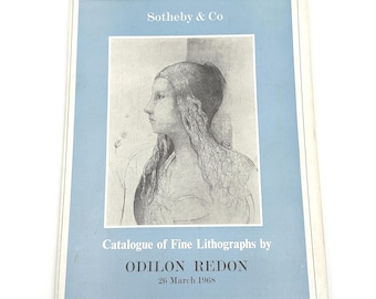 Livreto do Leilão de Arte Simbolista da Sotheby's | Catálogo de Litografias de Odilon Redon, Capa Dura, 1968 | Guia do Colecionador de Vintage