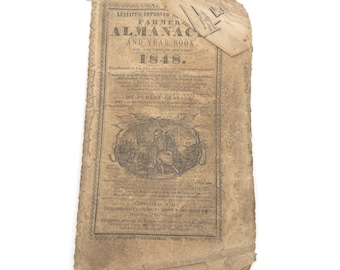 Almanaque para agricultores de Leavitts de 1848. Libro antiguo estadounidense de principios de siglo. Raro.