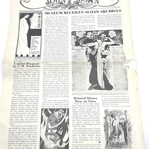 Vintage Museum Archive Foldout Ephemera | 1978 John Sloan – Delaware Art Museum Exhibit Paper | Helen Farr Sloan