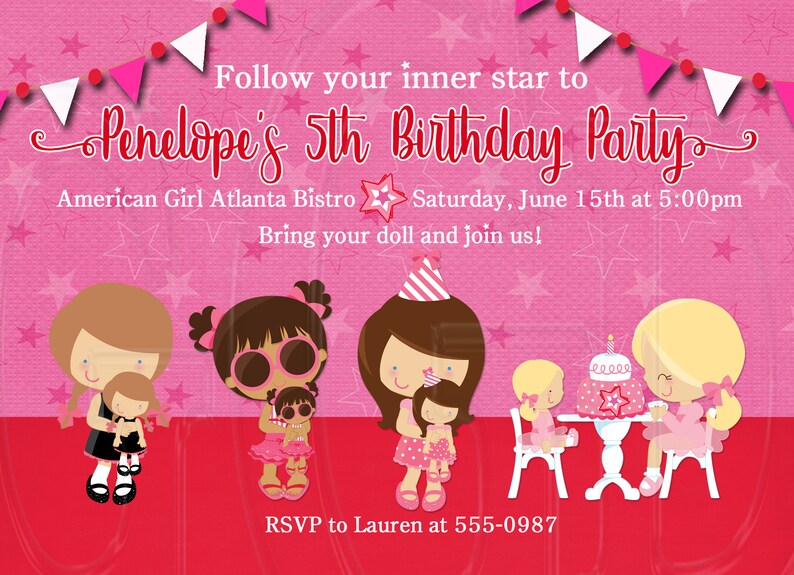 Dolly and Me party Doll Birthday Party American Girl invite Etsy