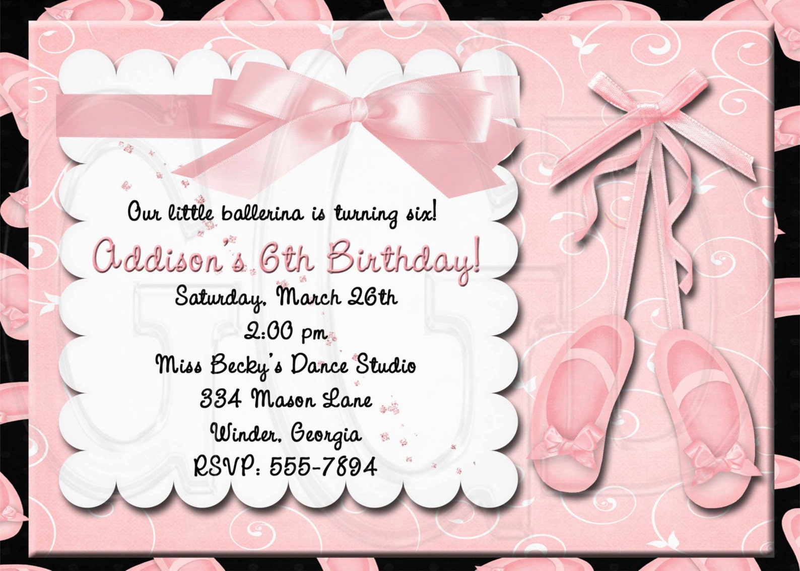 ballet invitation birthday-digital file