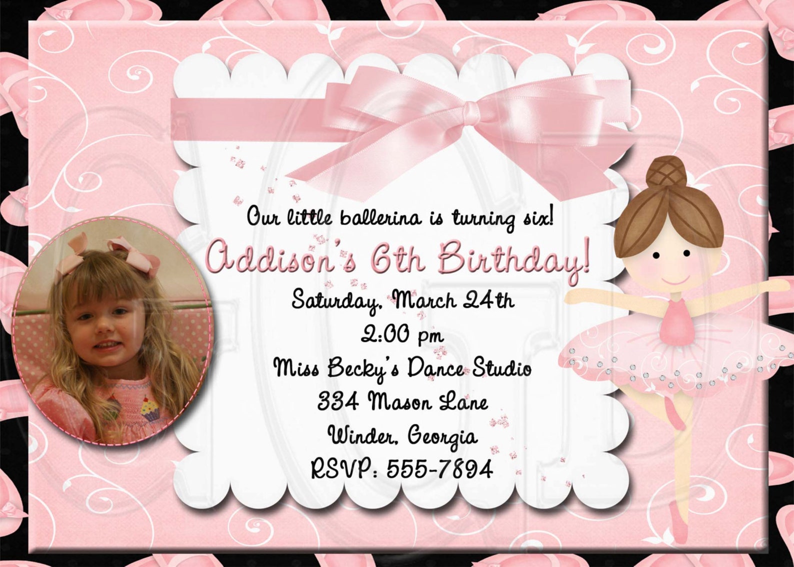 ballet invitation birthday-digital file