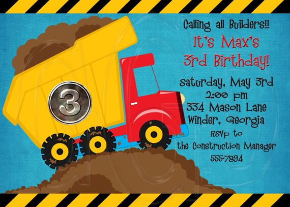 dump truck party construction theme birthday party etsy