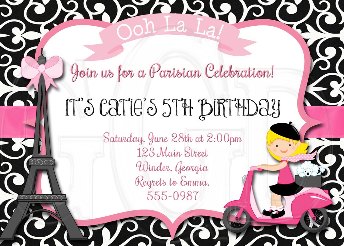 Paris Invitation paris theme birthday party Eiffel tower | Etsy