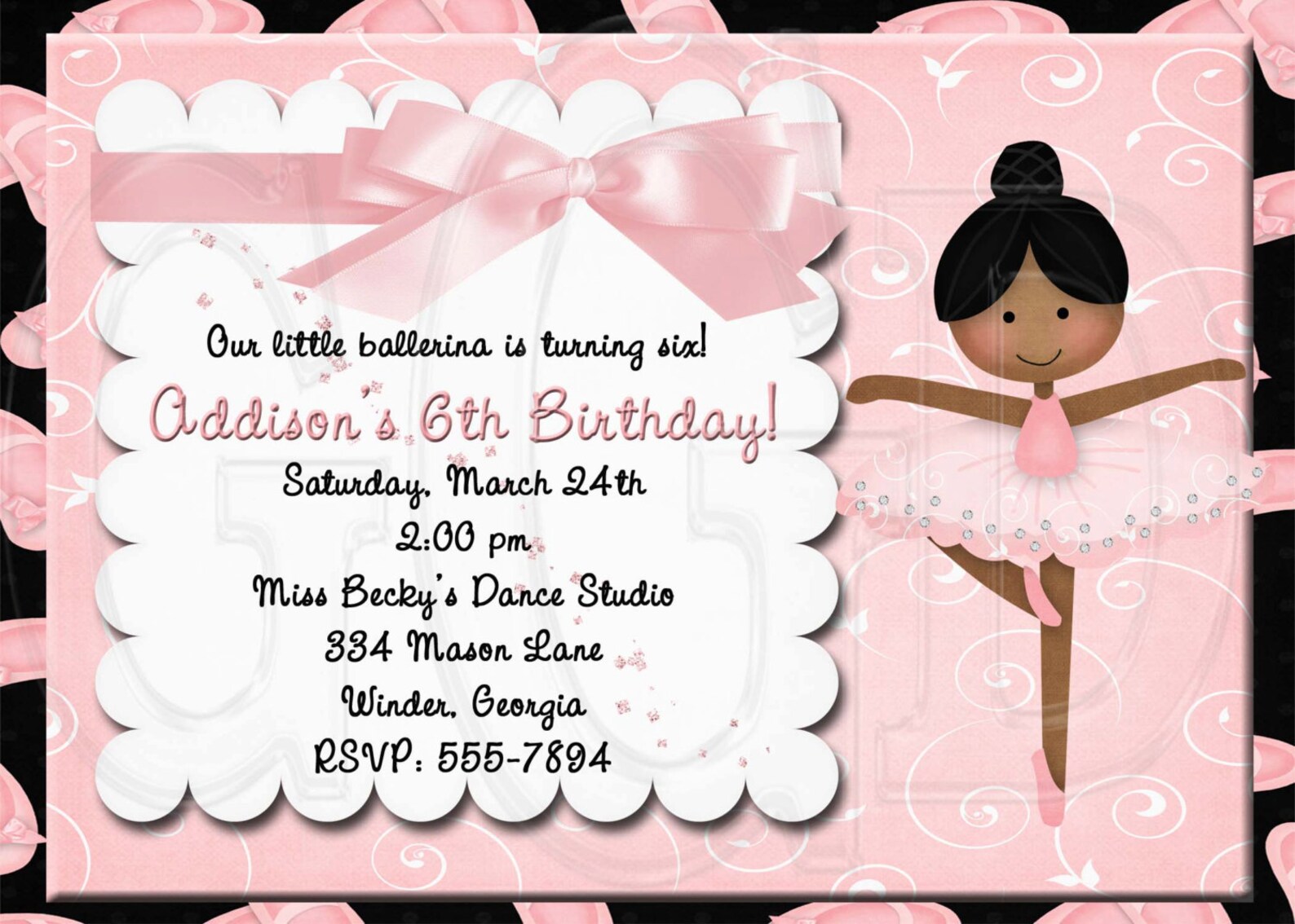 ballet invitation birthday-digital file