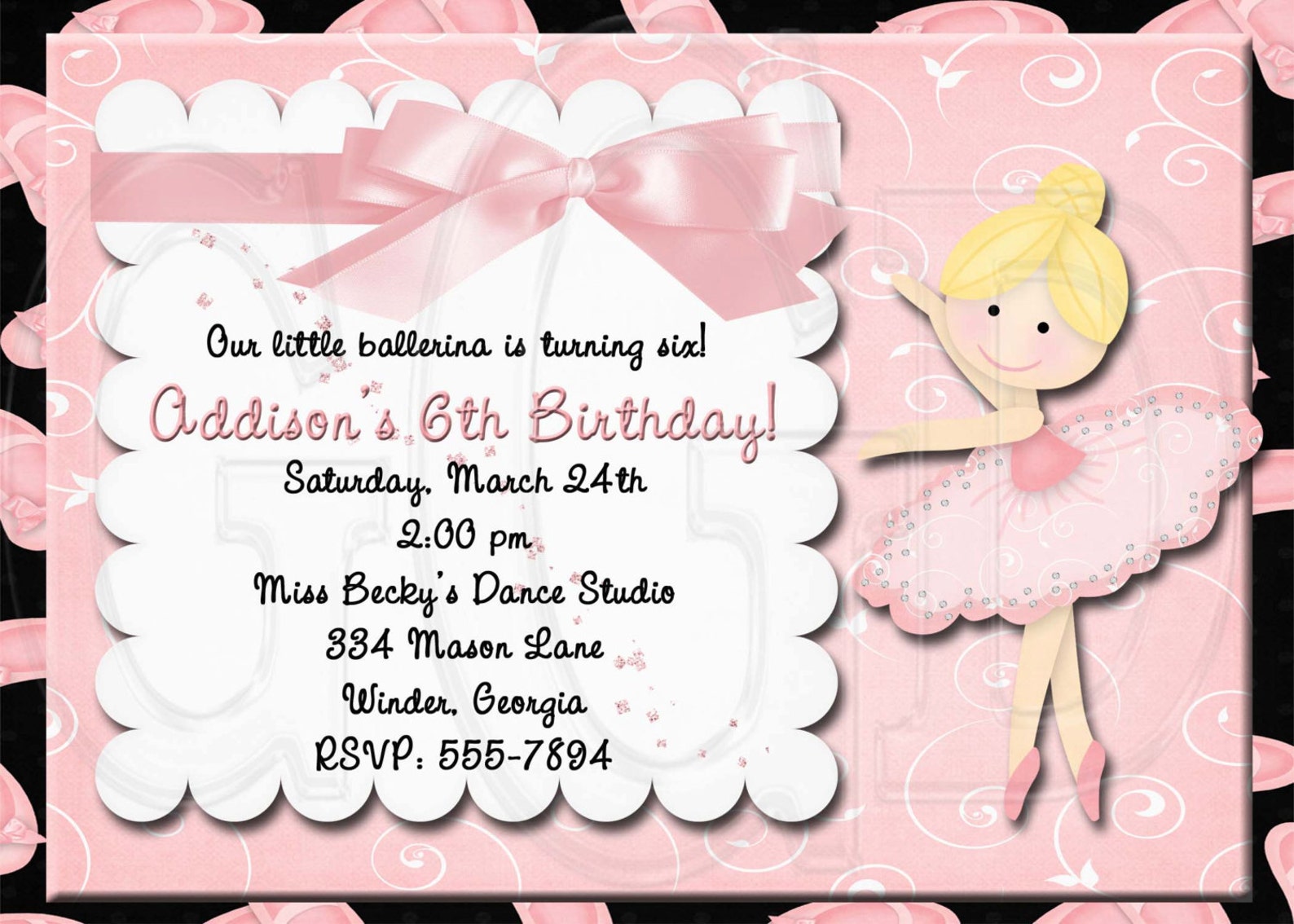 ballet invitation birthday-digital file