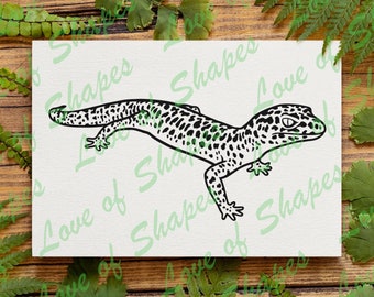 Gecko (Version 2) - Digital Download, Snow Leopard Gecko Drawing, Leopard Gecko SVG, DXF