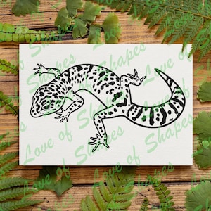 Gecko - Digital Download, Snow Leopard Gecko Drawing, Leopard Gecko SVG, DXF