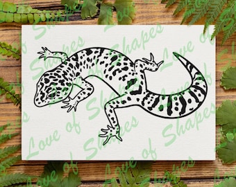 Gecko - Digital Download, Snow Leopard Gecko Drawing, Leopard Gecko SVG, DXF