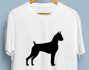 Boxer (with cropped ears and docked tail) - Digital Download, Boxer Art, Dog Silhouette, Boxer SVG, DXF