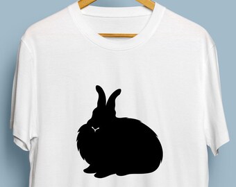 Satin Angora Rabbit - Digital Download, Satin Angora Rabbit Silhouette, Satin Angora Rabbit SVG, DXF