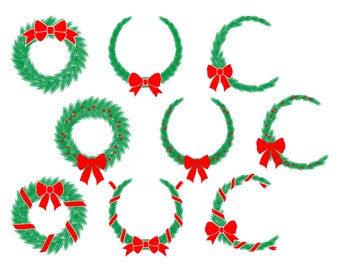 Christmas Pine and Bow SVG DXF Pack - Digital Download, Christmas Wreath designs, Christmas Wreath SVG