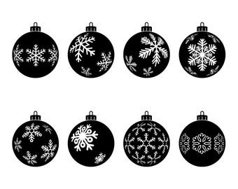 Christmas Snow Ball Ornaments SVG DXF Pack - Digital Download, Christmas Ornament designs, Snowflake Ornament SVG