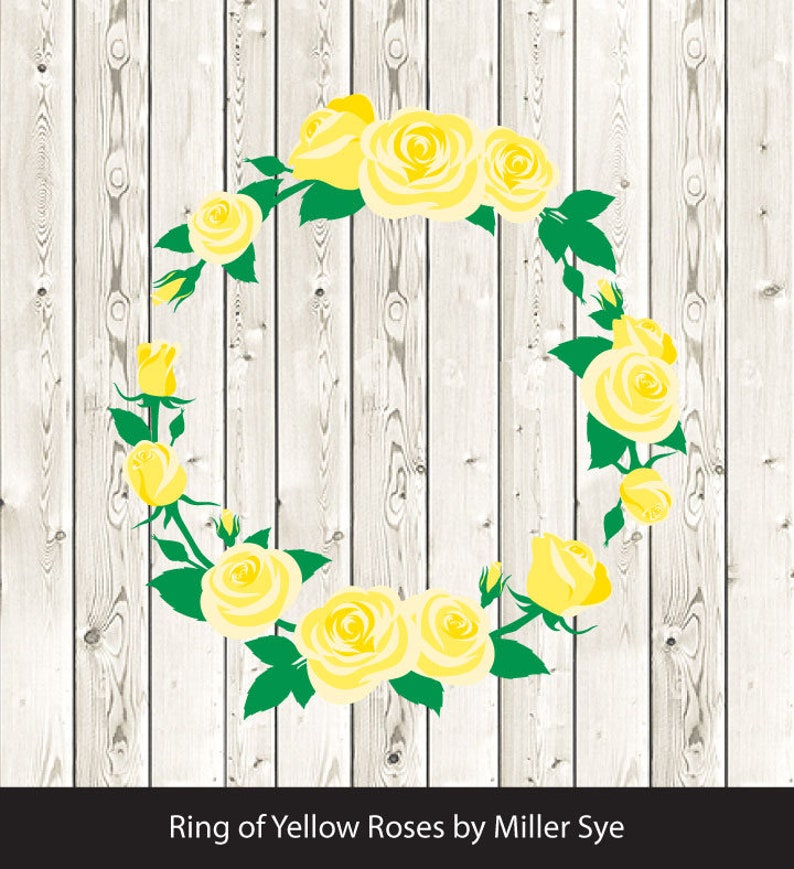 Download Ring of Yellow Roses Flower Wreath SVG JPG PDF Digital | Etsy