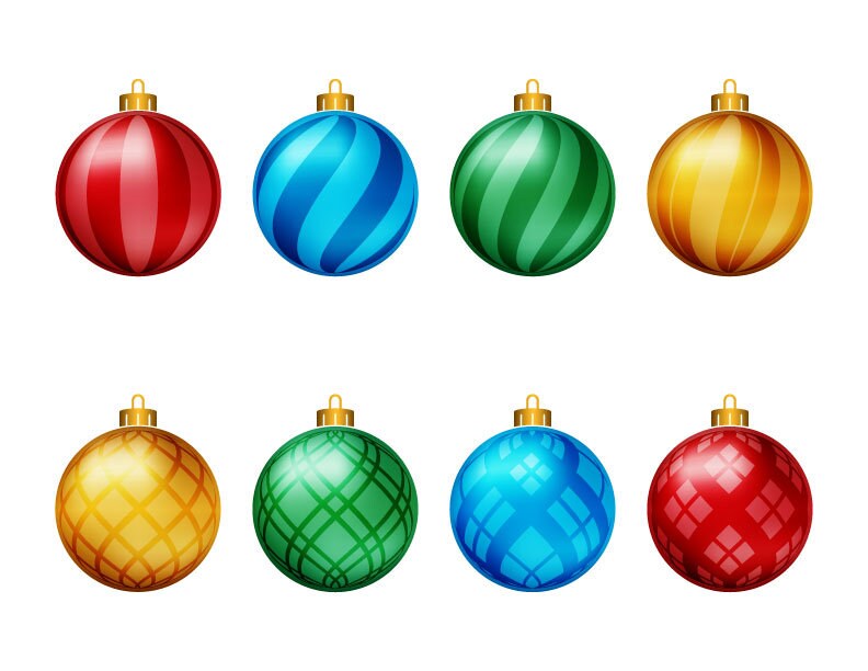 Christmas Striped Ball Ornaments SVG DXF Pack Digital | Etsy