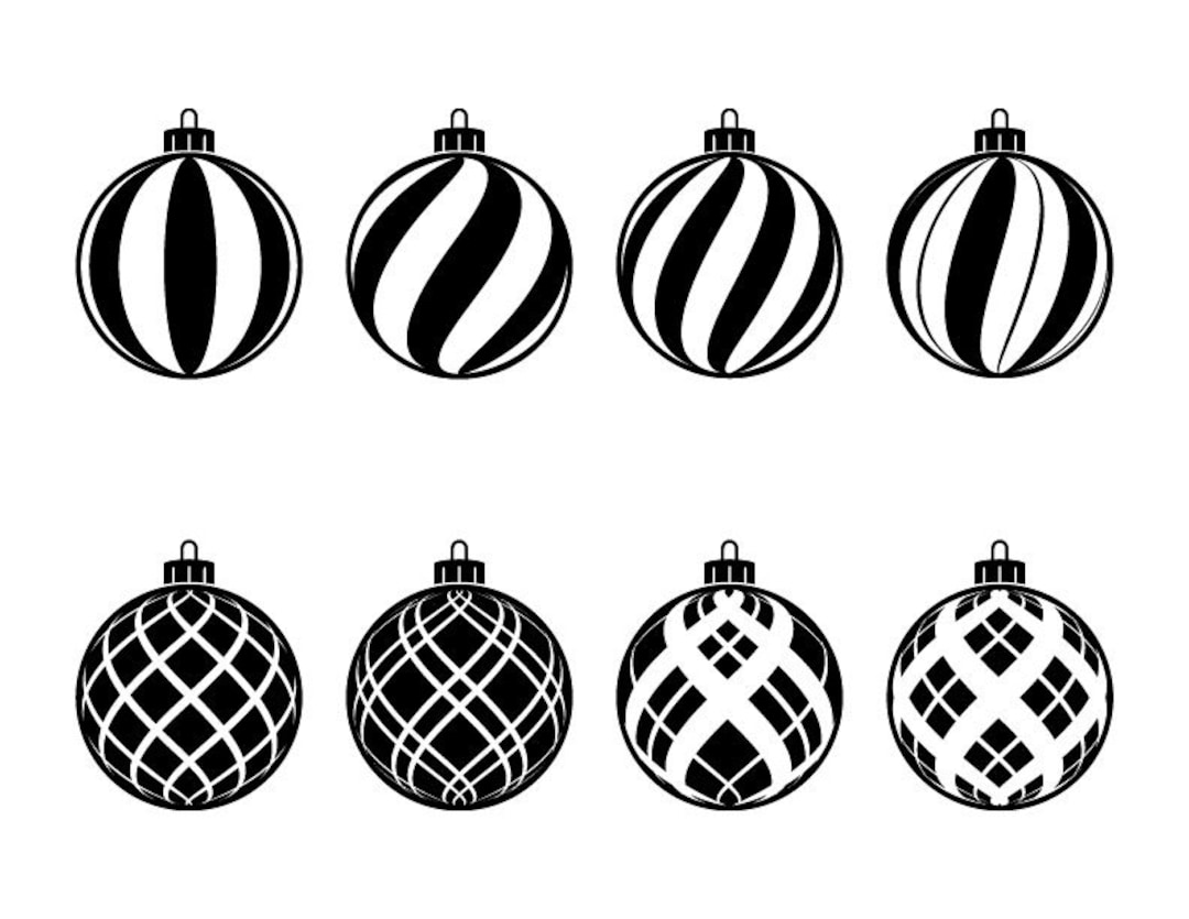 Christmas Striped Ball Ornaments SVG DXF Pack Digital Etsy