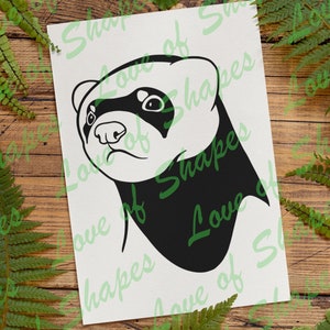 Ferret - Digital Download, Ferret Portrait, Ferret SVG, DXF