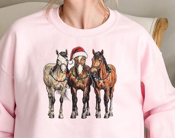 Horse Christmas Sweatshirt, Western Christmas Horse Shirt, Womens Christmas Sweater, Funny Christmas Shirt, Horse Lover Gift, Holiday Tee