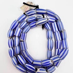 Venetian Melon Trade Beads, Venetian Blue Stripe Beads, Collectible Beads for Jewelry Making #152