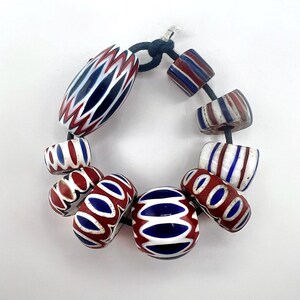 Venetian Chevron Trade Beads: Antique African Glass, Jewelry Making (9pc, 7-28mm) #006