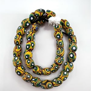 Antique Venetian Millefiori Trade Beads: Mosaic Glass, 13&quot; Strand