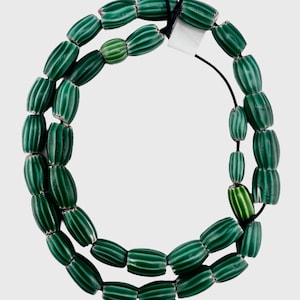 Venetian Antique Watermelon Trade Beads | 35 Deep Green Venetian Glass Beads | Collectible Vintage Trade Beads #164