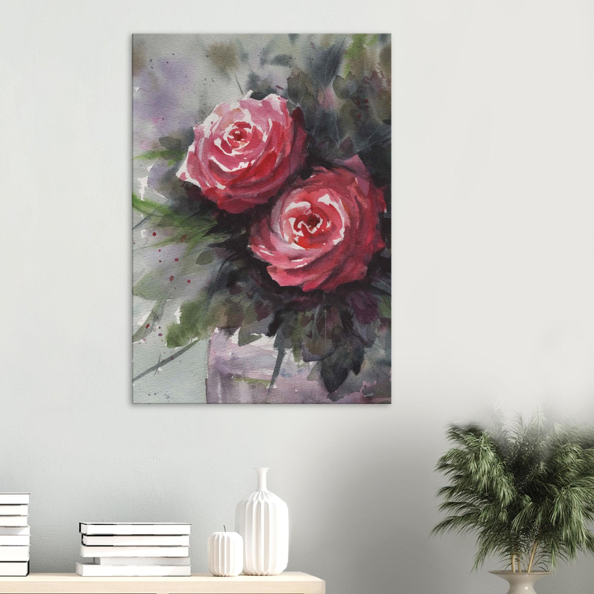 Rose acquerello su tela - Arte murale, Decorazione per la casa - Diverse misure