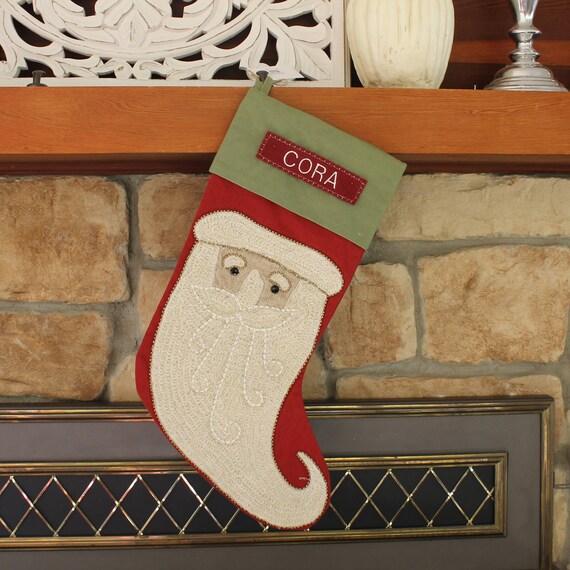 Items Similar To Santa Face Classic Crewel Stocking Pottery Barn