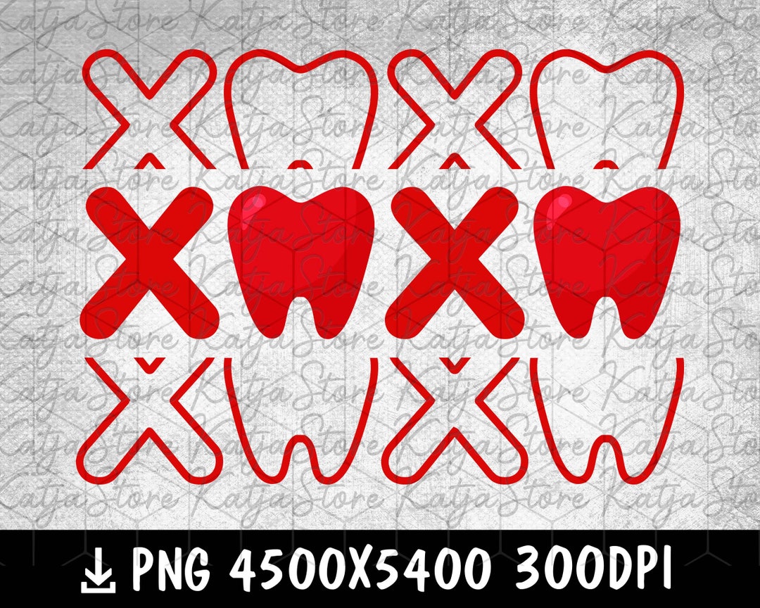 Cute Teeth XOXO Png Dental Valentine Png Valentine's Etsy