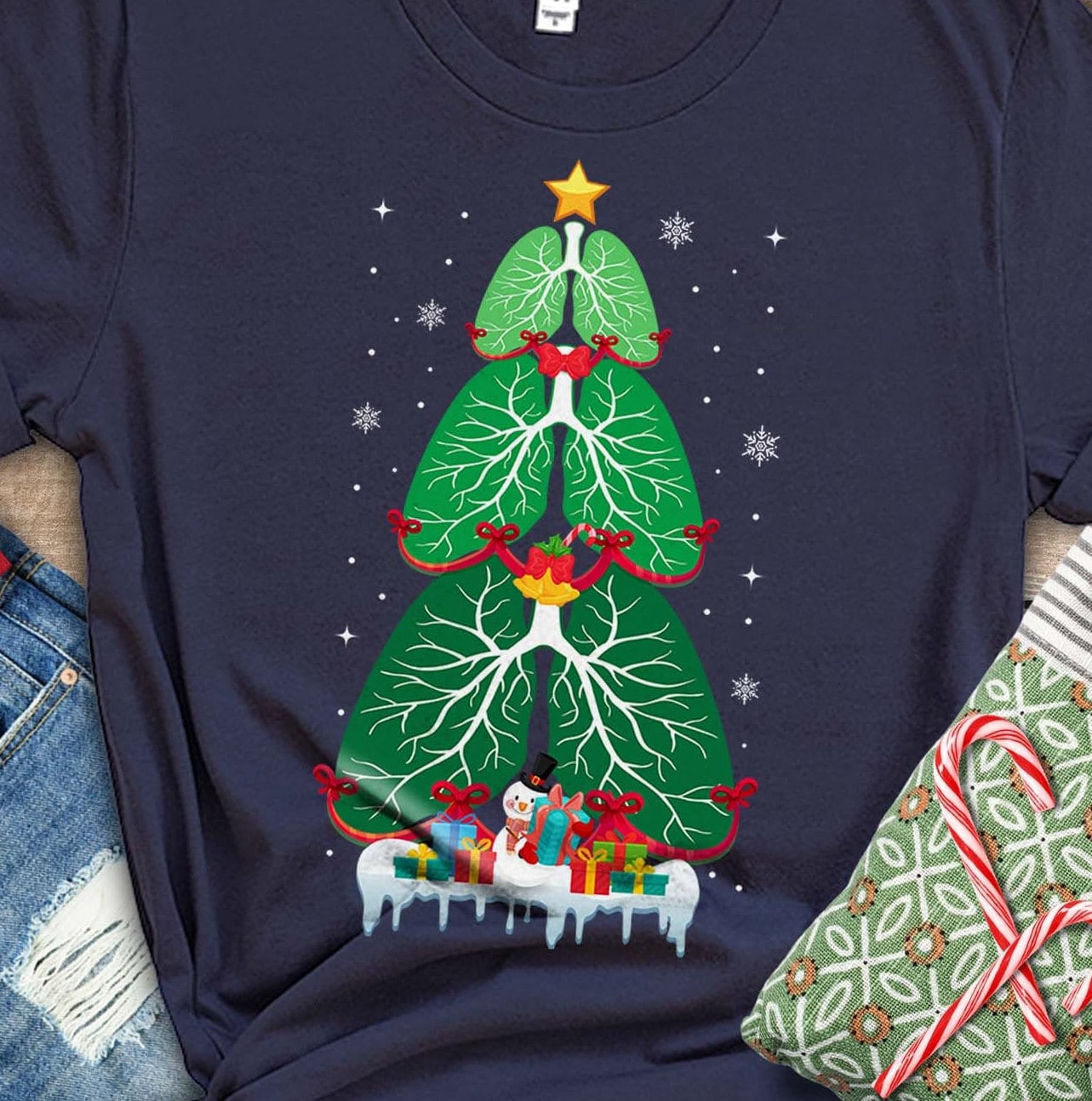 Discover Christmas Tree Lung For Respiratory Shirt, Respiratory Therapist Pulmonologist Christmas Shirt