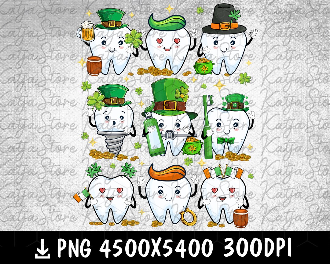 Happy St Patricks Day Tooth Dentist Png Lucky Dental Etsy Australia