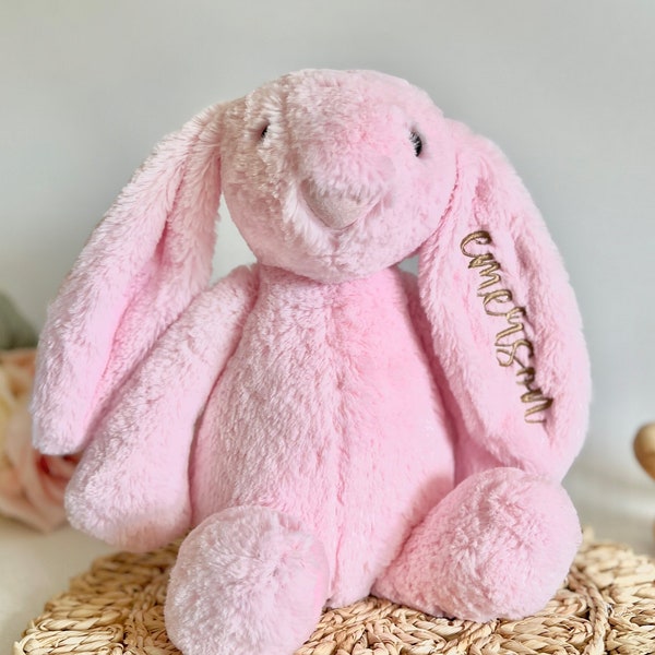 Personalized Baby Gift, Embroidered Bunny Rabbit, Custom  Stuffed Animal, Personalized Bunny, Monogrammed Baby Pink Bunny for Baby Shower