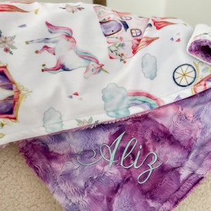 Personalized Baby Blanket, Fairytale Blush Minky Baby Blanket, Newborn Girl gift, Baby Shower Gift, Princess Blanket, Unicorn, Fairtytale