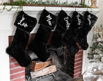 Black Seal Christmas Stocking, Customized Black Xmas Decor, Personalized Christmas Stocking