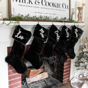 Black Seal Christmas Stocking, Customized Black Xmas Decor, Personalized Christmas Stocking