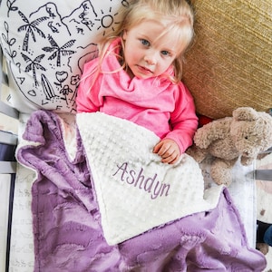 Personalized Baby Blanket Elderberry Hide Minky and You Choose Minky Dot Color Newborn Girl Gift Baby Shower Gift Etsy