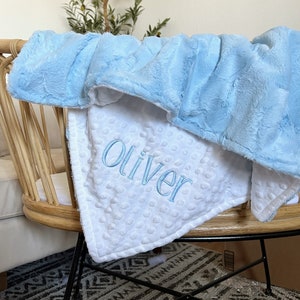 Personalized Baby Blanket, Baby Blue Hide and Dot Minky Baby Blanket,Newborn Girl or Newborn Boy, Baby Shower Gift, Newborn Gift