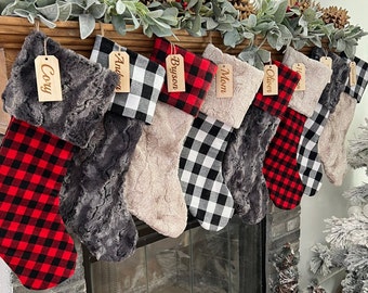 Christmas Stocking Bow Out Sale, Designer Christmas stocking, Plaid Christmas Stocking, Christmas In July, Xmas Decor, Country Christmas
