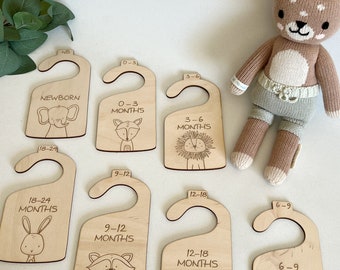 Séparateurs de placard pour bébé, Organiseur de placard pour nouveau-né, Séparateur de placard pour chambre de bébé, Cintre pour nouveau-né, sur le thème des animaux de safari