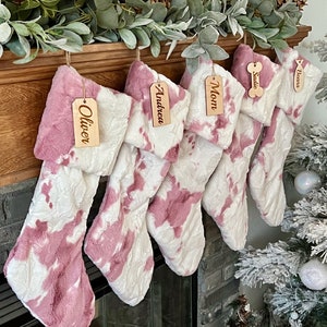 Cow Personalized stocking, Clararose Blush Calf Christmas stocking, Personalized Calf Christmas stocking, Farmhouse Christmas Decor