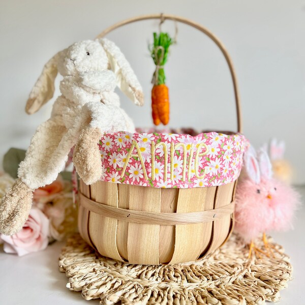 Embroidered Easter Basket, Custom Kids Basket, Easter, Basket, Personalized Easter Basket, Daisy Basket, Girly Easter