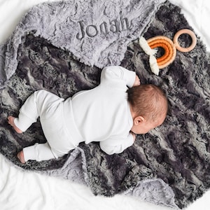 Personalized Nine Iron Minky Baby Blanket, Newborn Baby Shower Gift