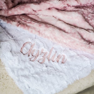 Rosewater Fawn and You Choose Minky Back Newborn baby blanket, Personalized Baby Blanket, Baby shower gift Woodland baby blanket