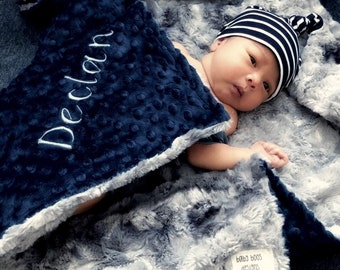 Personalized baby blanket Dot Minky baby blanket Newborn boy baby blanket Standard size  Baby name blanket Swaddle Custom Baby Blanket