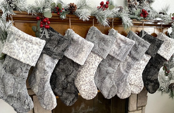 Silver Christmas Stocking Silver Fawn Christmas Stocking - Etsy